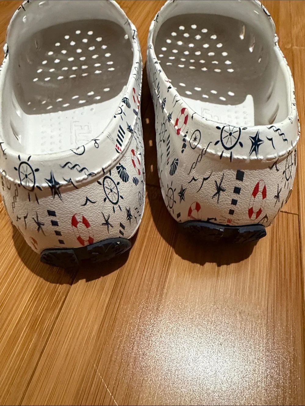 Kids Nautical Moccasin Slip-Ons - White with Red & Navy Accents
